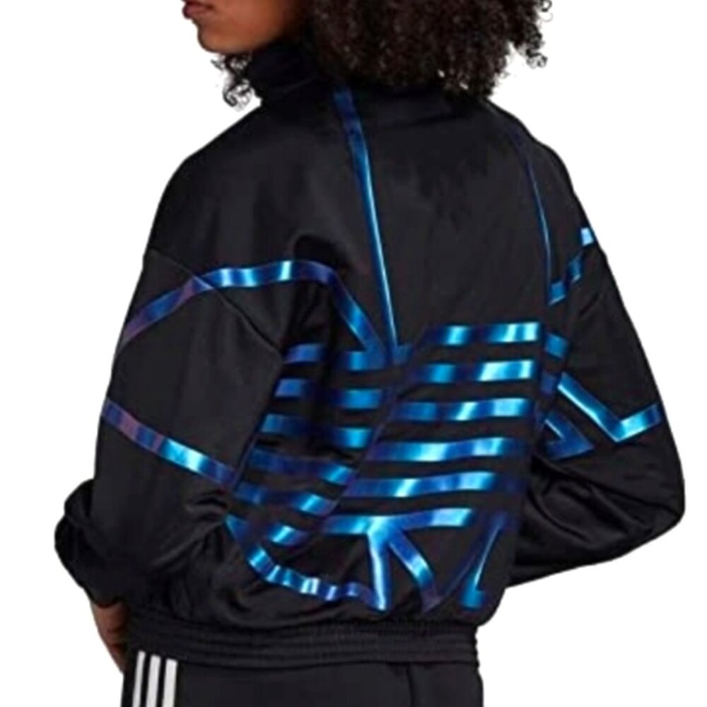 Adidas Metallic Logo Cropped Track Jacket NWT Large
